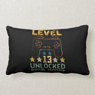 Level 13 unlocked official teenager funny gamers lumbar pillow
