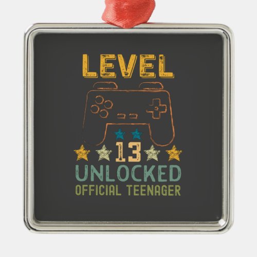 Level 13 unlocked official teenager funny gamers metal ornament