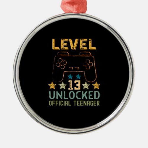 Level 13 unlocked official teenager funny gamers metal ornament