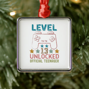Level 13 unlocked official teenager gamers metal ornament