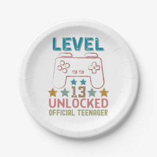 Level 13 unlocked official teenager gamers paper plates