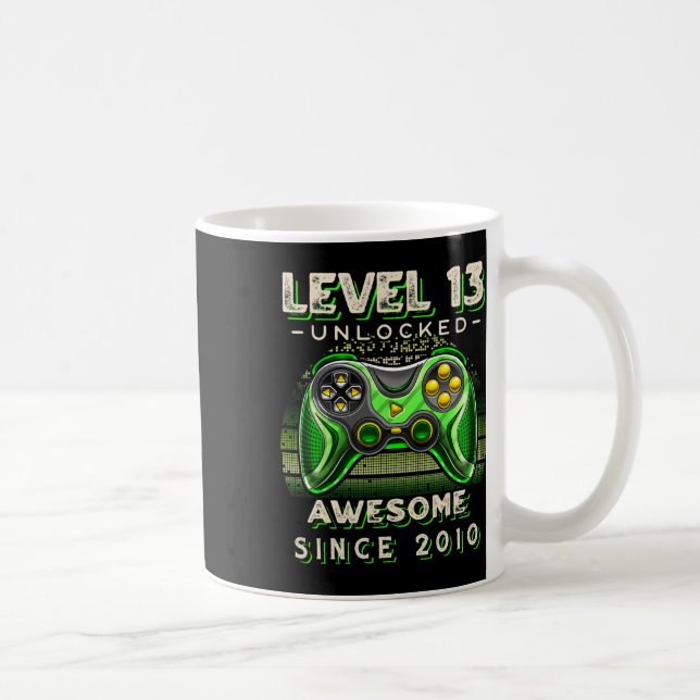 Level 13 Unlocked Video Game 13th Birthday 13 Yr O Coffee Mug (Right)