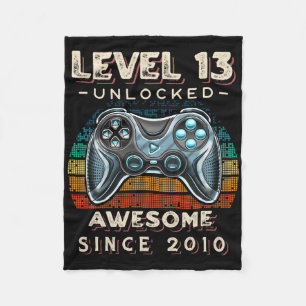 Level 13 Unlocked Video Game 13th Birthday 13 Yr O Fleece Blanket