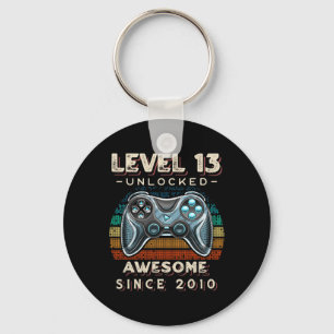 Level 13 Unlocked Video Game 13th Birthday 13 Yr O Keychain