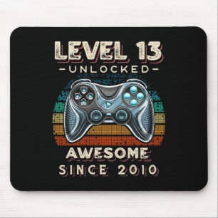 Level 13 Unlocked Video Game 13th Birthday 13 Yr O Mouse Pad