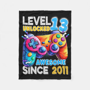 Level 13 Unlocked Video Game 13th Birthday  Fleece Blanket