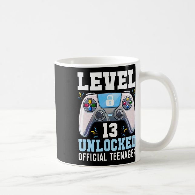 Level 13 Unlocked Video Game 13th Birthday Gamer B Coffee Mug (Right)