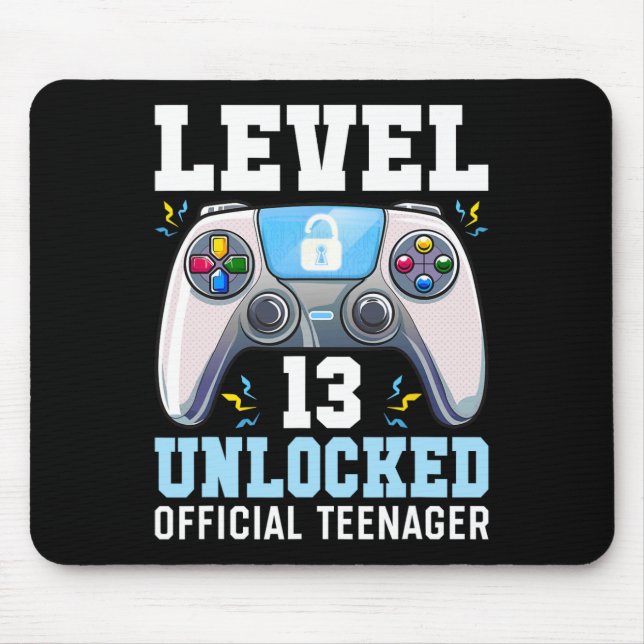 Level 13 Unlocked Video Game 13th Birthday Gamer B Mouse Pad (Front)