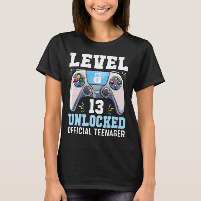Level 13 Unlocked Video Game 13th Birthday Gamer B T-Shirt (Front)
