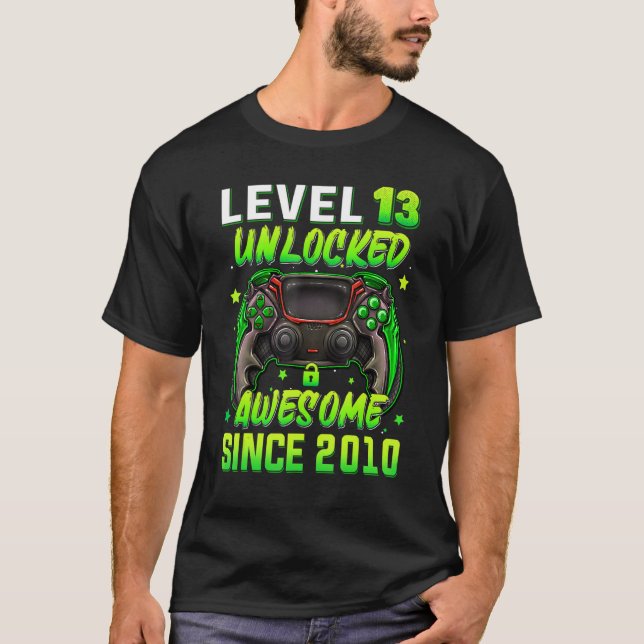Level 13 Unlocked Video Game 13th Birthday Gamer B T-Shirt (Front)