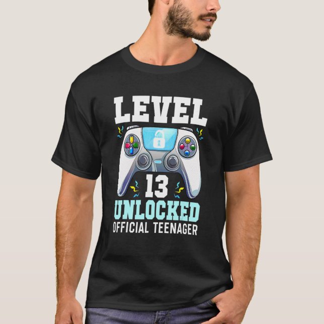 Level 13 Unlocked Video Game 13th Birthday Gamer B T-Shirt (Front)