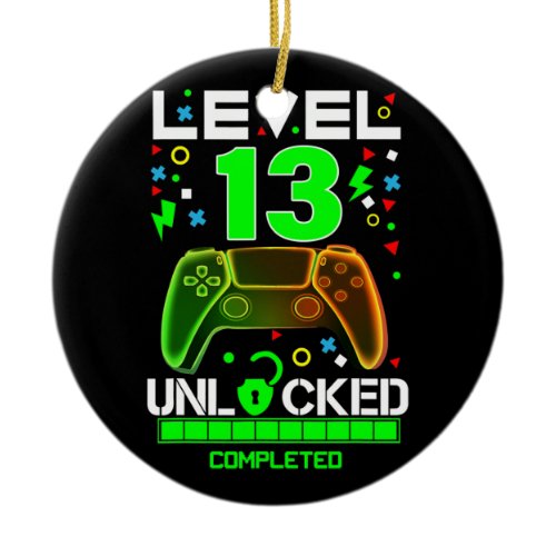 Level 13 Unlocked Video Game 13th Birthday Gamer Ceramic Ornament