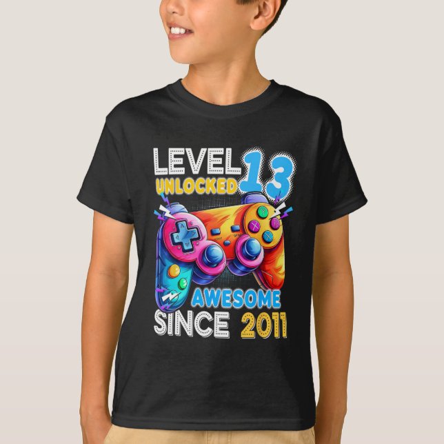 Level 13 Unlocked Video Game 13th Birthday  T-Shirt (Front)
