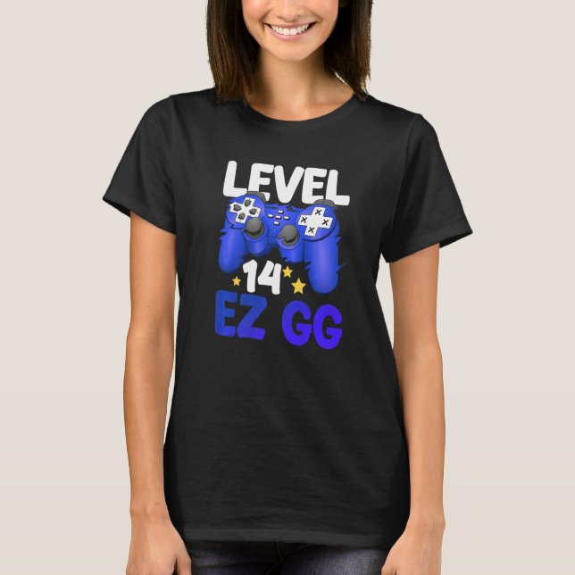 Level 14 EZ GG 14th Gamer Boy Teenager Controller  T-Shirt (Front)
