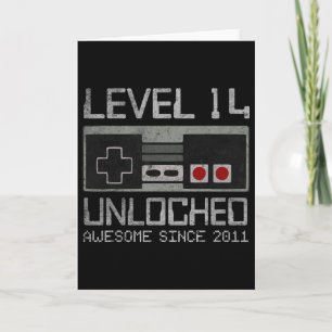Level 14 Unlocked 14th Birthday 14 Year Old Video Card