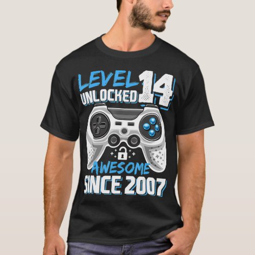 Level 14 Unlocked Awesome 2007 Video Game 14th Bir T_Shirt