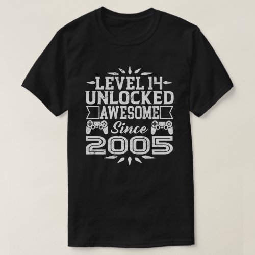 Level 14 Unlocked Awesome Since 2005 14th Birthday T_Shirt