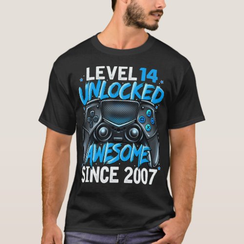Level 14 Unlocked Awesome Since 2007 14th Birthday T_Shirt