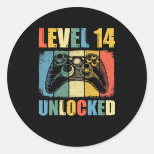 Level 14 unlocked classic round sticker