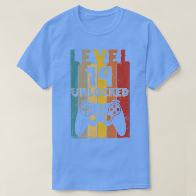 Level 14 Unlocked  Funny Video Gamer 14th Birthday T-Shirt (Design Front)