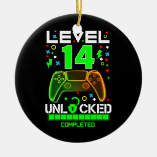 Level 14 Unlocked Video Game 14th Birthday Gamer Ceramic Ornament