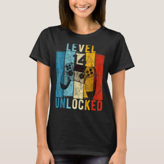 Level 14 Unlocked Video Gamer 14 Year Old 14th Bir T-Shirt