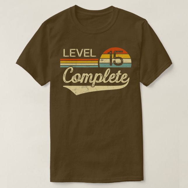 Level 15 Complete  15 year Wedding Anniversary Gif T-Shirt (Design Front)