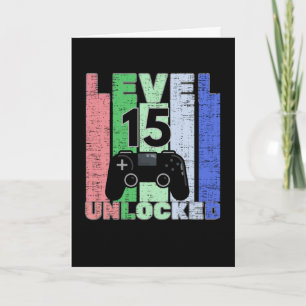 Level 15 Unlocked Game Lover Birthday Holiday Card
