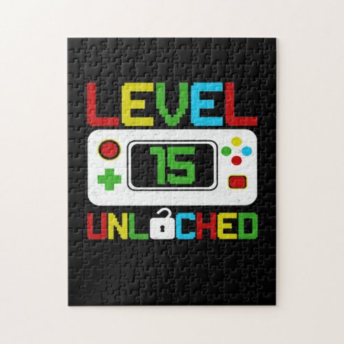 Level 15 Unlocked Video Game 10th Birthday Gift Jigsaw Puzzle