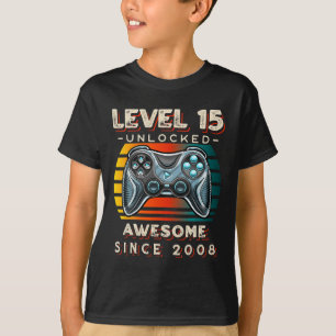 Level 15 Unlocked Video Game 15th Birthday 15 Yr O T-Shirt
