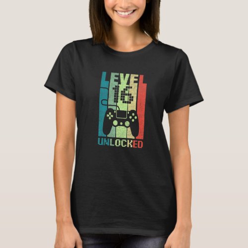 Level 16 Birthday Boy 16 Year Old Video Games Gami T_Shirt