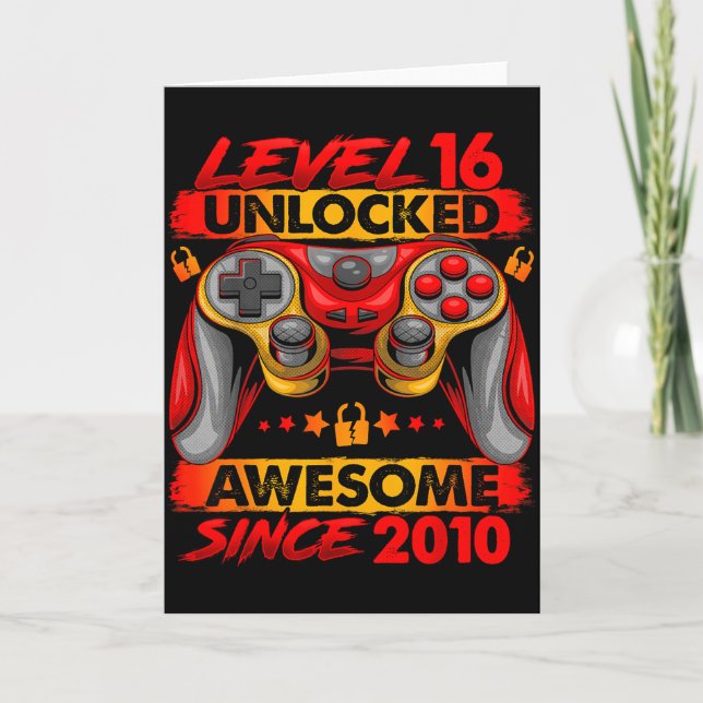 Level 16 Unlocked 16 Year Old Boys 16th Birthday B Card (Front)