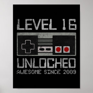 Level 16 Unlocked 16th Birthday 16 Year Old Video Poster