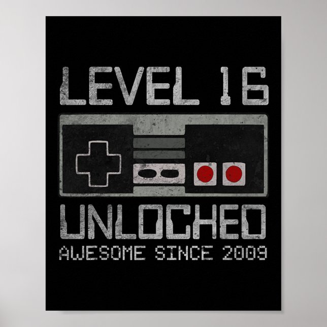 Level 16 Unlocked 16th Birthday 16 Year Old Video  Poster (Front)