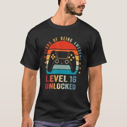 Level 16 Unlocked  16th Video Gamer Birthday Boy T_Shirt