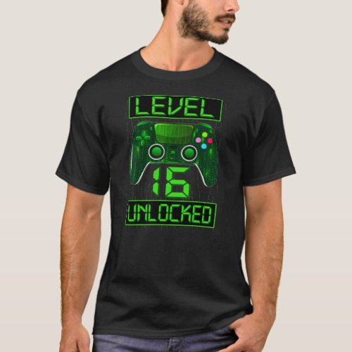 Level 16 Unlocked 16th Video Gamer Birthday Boy T_Shirt