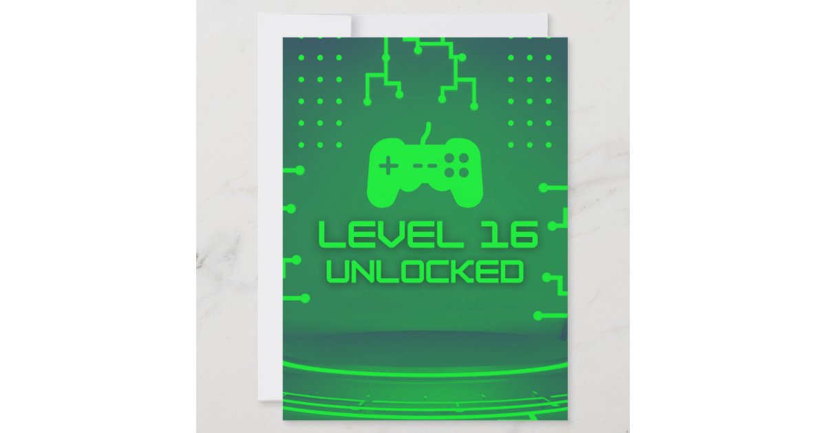 Level 16 Unlocked Gaming 16th Birthday Invitation | Zazzle