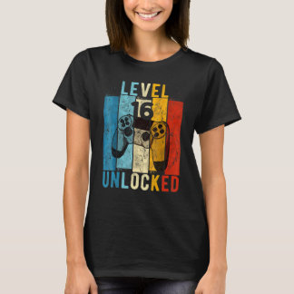 Level 16 Unlocked Video Gamer 16 Year Old 16th Bir T-Shirt