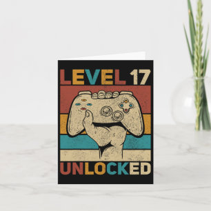 Level 17 Unlocked 17 Year Old Boy Bday Outfit 17th Card