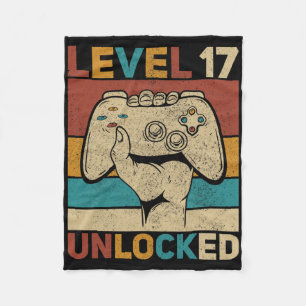 Level 17 Unlocked 17 Year Old Boy Bday Outfit 17th Fleece Blanket