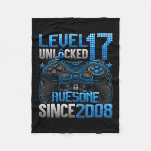 Level 17 Unlocked 17 Year Old Gifts Boys 17th Birt Fleece Blanket