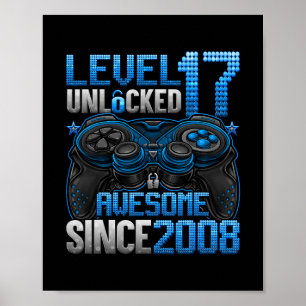 Level 17 Unlocked 17 Year Old Gifts Boys 17th Birt Poster