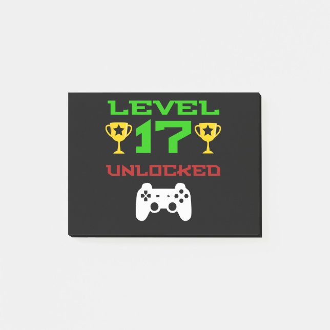 Level 17 Unlocked 17th Birthday Gaming Gift Gamer Post-it Notes (Front)