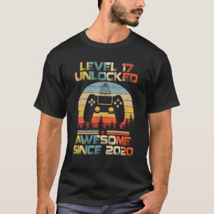 Level 17 Unlocked 17Yr Bday Gamer 17Th 17 Year Old T-Shirt