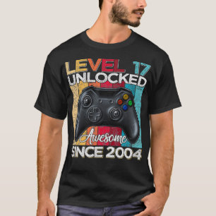 Level 17 Unlocked Awesome Since 2004 17th Birthday T-Shirt
