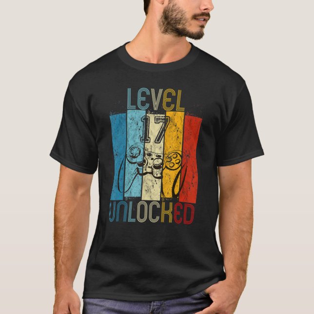 Level 17 Unlocked Shirt Funny Video Gamer 17th Bir (Front)