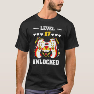 Level 17 Unlocked  Video Gamer 17th Birthday Boy G T-Shirt