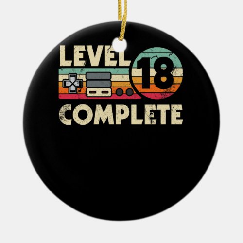 Level 18 Complete Gaming Vintage 18th Birthday Ceramic Ornament