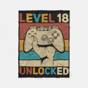 Level 18 Unlocked 18 Year Old Boy Bday Outfit 18th Fleece Blanket