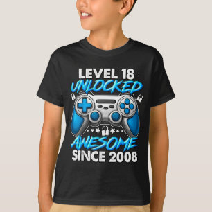 Level 18 Unlocked 18 Year Old Boys 18th Birthday B T-Shirt